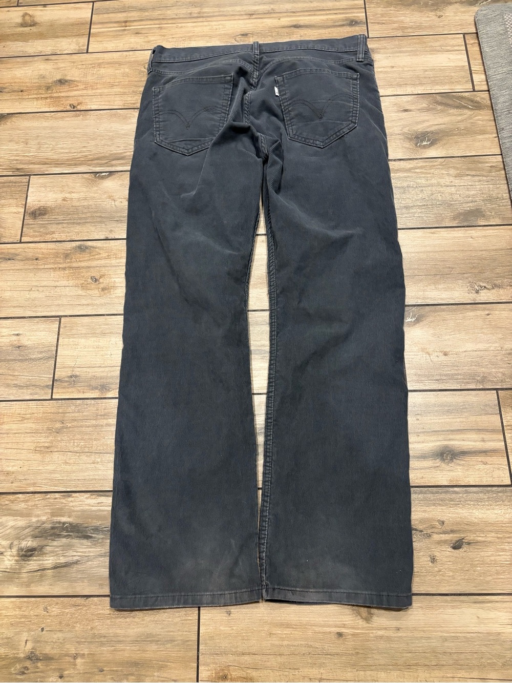 Levi's 514 Slim Straight Corduroy Pants Grey Charcoal Mens Size 36x32